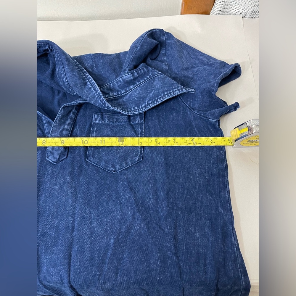 Frank & Eileen Lauren Polo Mini Shirt Dress S In Mineral Navy Worn Once Denim - Picture 11 of 13